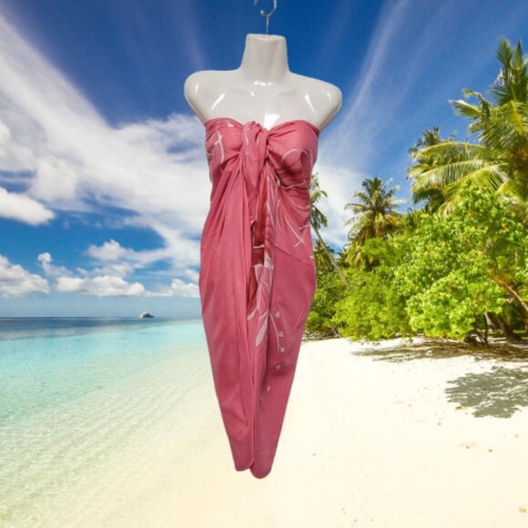 Womens Sarong Pareo Cotton Wrap HandPainted Batik Wrapskirt Beachwear -NEW - Picture 3 of 6